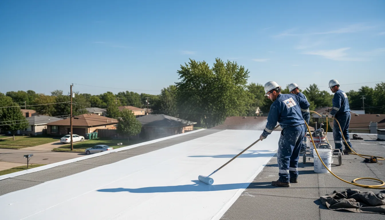 Commercial roof coating in Monroe, OK near me